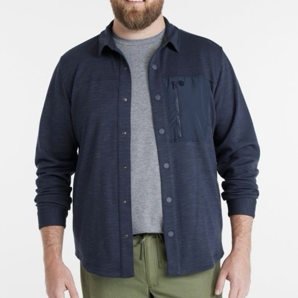 L.L. Bean Other - L.L. Bean Men's Explorer Snap-Front Sweatshirt XLT‎ Tall Shacket Side Pockets